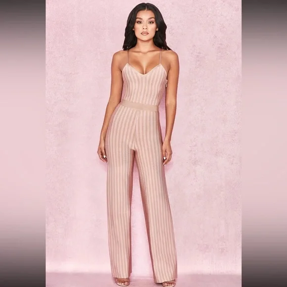 HOUSE OF CB 'Devi' Taupe + Pale Pink Strappy Bandage Jumpsuit